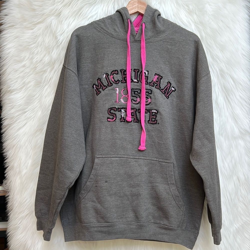 Michigan State Spartans pink hoodie sweatshirt